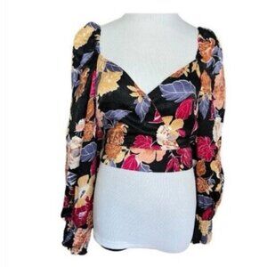 Band of the Free NWT Camille Berry Floral Crossover Top Sz Small Womens Black